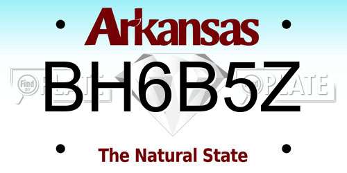 BH6B5Z Arkansas License Plate