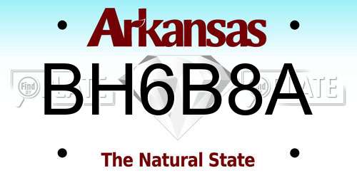 BH6B8A Arkansas License Plate
