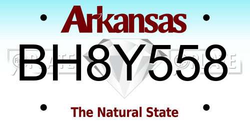 BH8Y558 Arkansas License Plate
