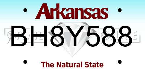 BH8Y588 Arkansas License Plate