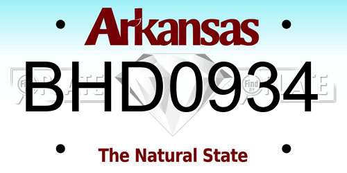 BHD0934 Arkansas License Plate