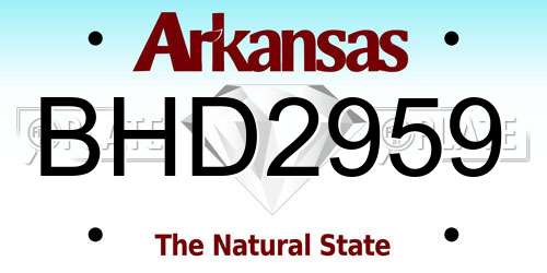 BHD2959 Arkansas License Plate