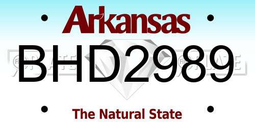 BHD2989 Arkansas License Plate