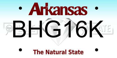 BHG16K Arkansas License Plate