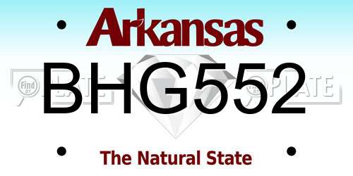 BHG552 Arkansas License Plate