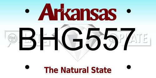 BHG557 Arkansas License Plate