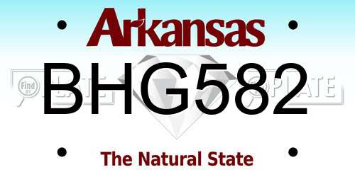 BHG582 Arkansas License Plate