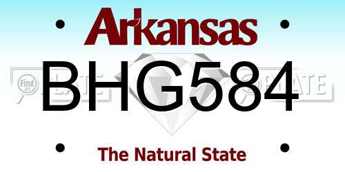 BHG584 Arkansas License Plate