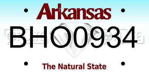 BHO0934 Arkansas License Plate