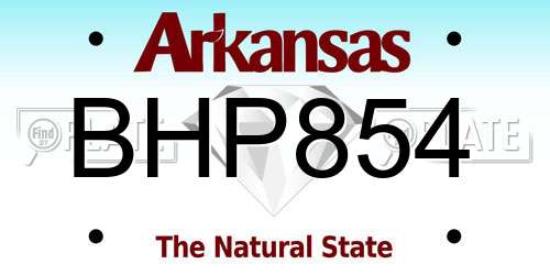 BHP854 Arkansas License Plate