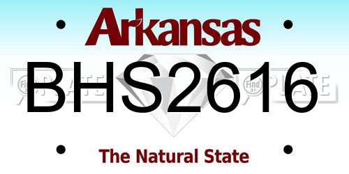 BHS2616 Arkansas License Plate