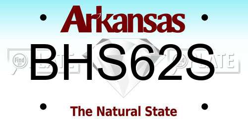 BHS62S Arkansas License Plate