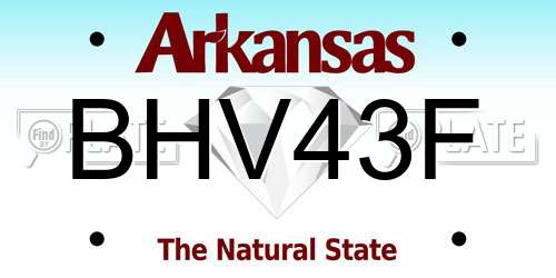 BHV43F Arkansas License Plate