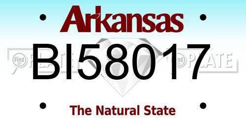BI58017 Arkansas License Plate