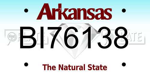 BI76138 Arkansas License Plate