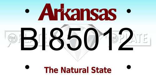 BI85012 Arkansas License Plate