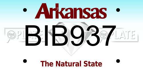 BIB937 Arkansas License Plate