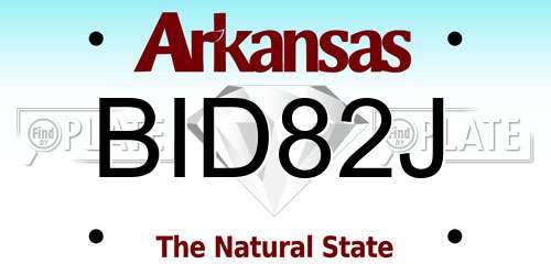 BID82J Arkansas License Plate