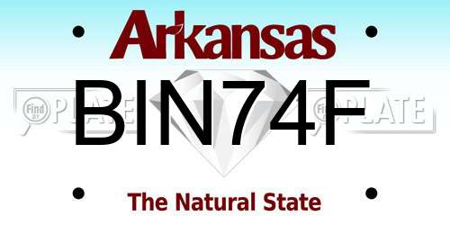 BIN74F Arkansas License Plate