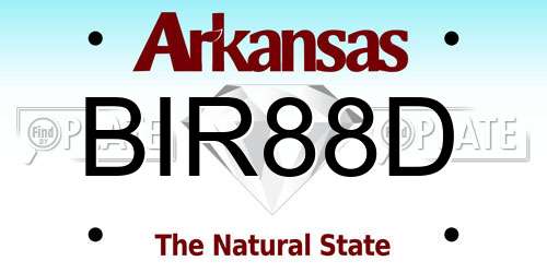 BIR88D Arkansas License Plate