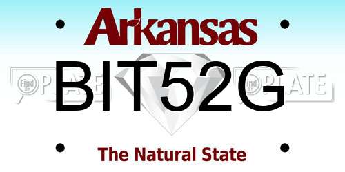BIT52G Arkansas License Plate