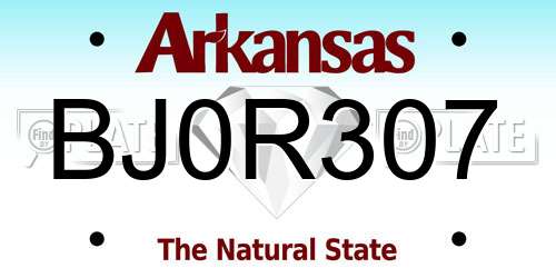 BJ0R307 Arkansas License Plate