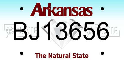 BJ13656 Arkansas License Plate