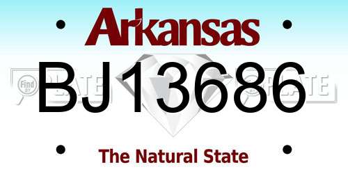 BJ13686 Arkansas License Plate