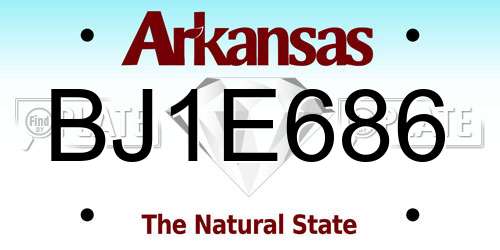 BJ1E686 Arkansas License Plate