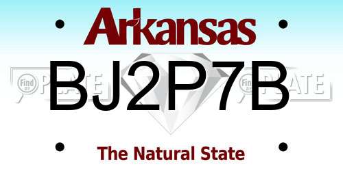 BJ2P7B Arkansas License Plate