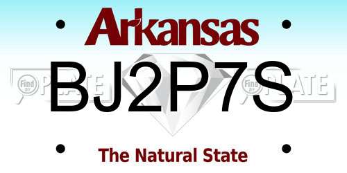 BJ2P7S Arkansas License Plate