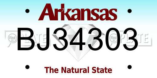 BJ34303 Arkansas License Plate