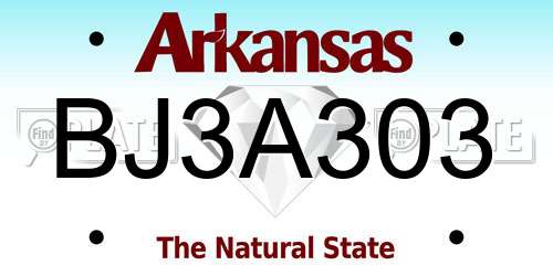 BJ3A303 Arkansas License Plate