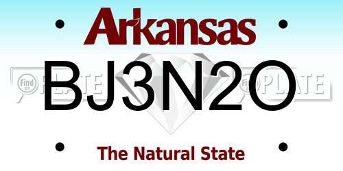 BJ3N2O Arkansas License Plate