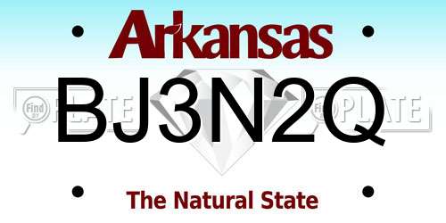 BJ3N2Q Arkansas License Plate