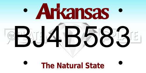 BJ4B583 Arkansas License Plate