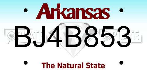 BJ4B853 Arkansas License Plate