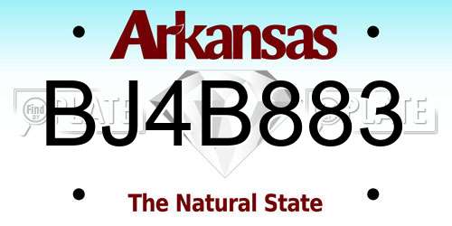 BJ4B883 Arkansas License Plate
