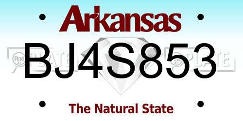 BJ4S853 Arkansas License Plate