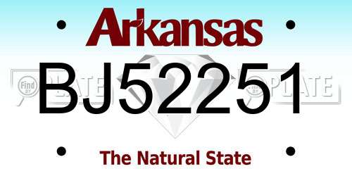 BJ52251 Arkansas License Plate