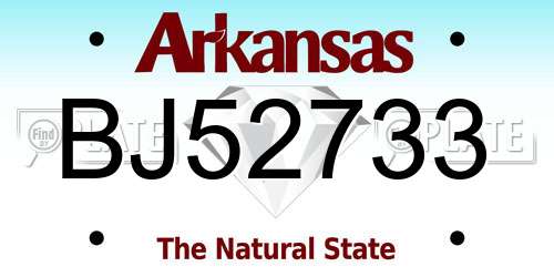 BJ52733 Arkansas License Plate
