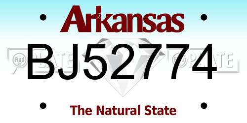 BJ52774 Arkansas License Plate