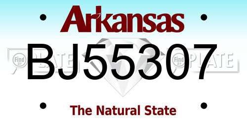 BJ55307 Arkansas License Plate