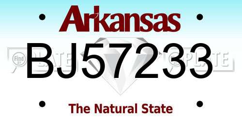 BJ57233 Arkansas License Plate
