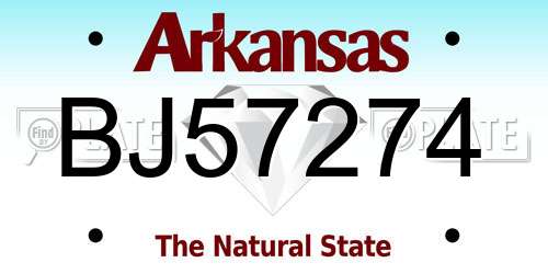 BJ57274 Arkansas License Plate