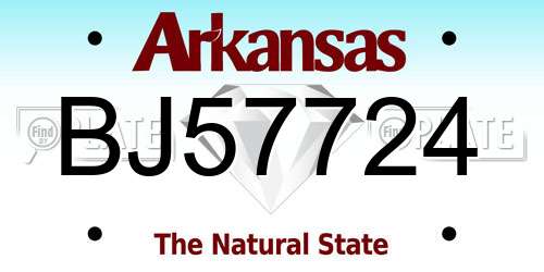 BJ57724 Arkansas License Plate