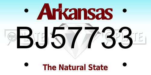 BJ57733 Arkansas License Plate
