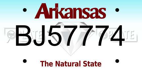 BJ57774 Arkansas License Plate