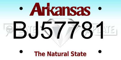 BJ57781 Arkansas License Plate