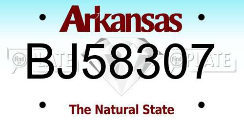 BJ58307 Arkansas License Plate